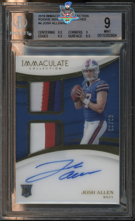 2018 Josh Allen BGS 9 Immaculate Rookie Dual Patch Auto #ISJA 63/99