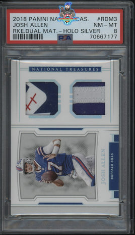 2018 Josh Allen PSA 8 National Treasures Holo Silver Rookie Dual Patch 19/25
