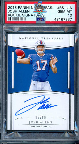 2018 Panini National Treasures Josh Allen Rookie Auto #RS-JA 67 of 99 PSA 10 48167837