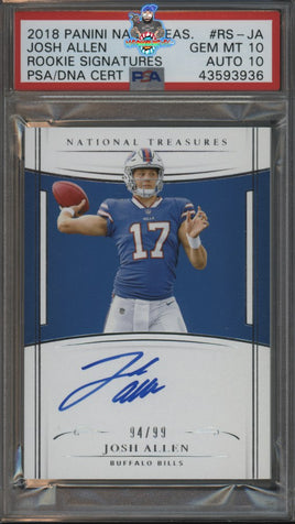 2018 Josh Allen PSA 10 10 National Treasures Rookie Auto #RSJA 94/99