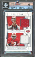 2019 Panini National Treasures Steve Young Jerry Rice NFL Gear Combo Materials #CM-13 95 of 99 BGS 9 0014853309 MaxWaxPax.com