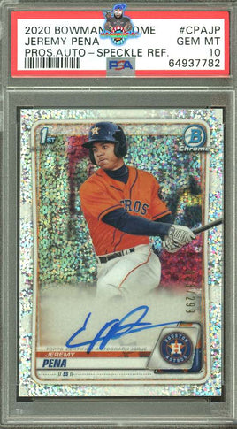 2020 Bowman Chrome Jeremy Pena 1st #CPAJP 63 of 299 Pros Auto Speckle Refractor PSA 10 64937782