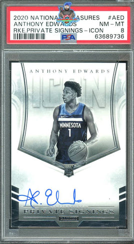 2020 National Treasures Anthony Edwards Rookie Private Signings Icon #AED PSA 8 63689736