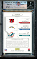 2020 National Treasures Joe Burrow Justin Herbert Tua Tagovailoa NFL Gear Trio Materials #20 15 of 25 BGS 9 0014702555