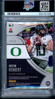 2020 Panini Chronicles  DP Justin Herbert Prizm Patch Auto Green #2 24 of 25 PSA 9 65216739