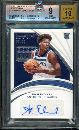 2020 Panini Immaculate Collection Anthony Edwards Initiation Ink #7 29 of 99 BGS 9 Auto 10 0014699300