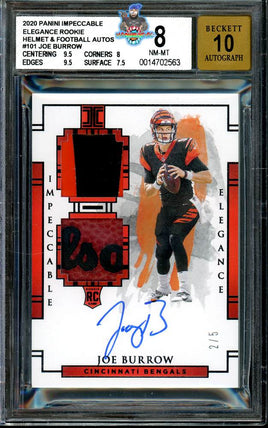 2020 Joe Burrow BGS 8 10 Impeccable Rookie Patch Auto #101 2/5