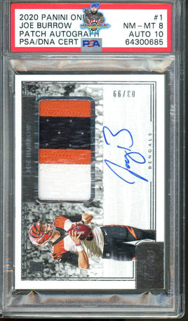 2020 Joe Burrow PSA 8 10 One Rookie Patch Auto #1 3/99