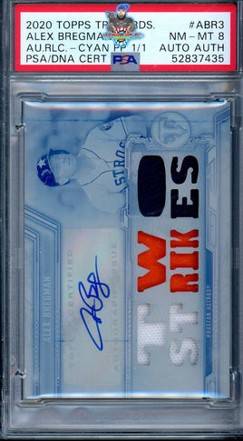 2020 Alex Bregman PSA 8 Topps Triple Threads Auto Relic Printing Plate #ABR3 /1 52837435