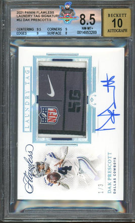 2021 Dak Prescott BGS 8.5 10 Flawless Laundry Tag Nike Auto #LSSDPR 1/3