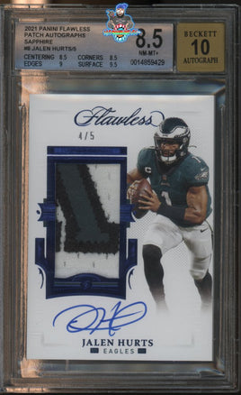 2021 Jalen Hurts BGS 8.5 10 Flawless Patch Auto #PAJHU 4/5